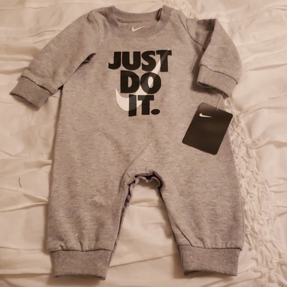 Nike gray, black, and white Just Do It Romper